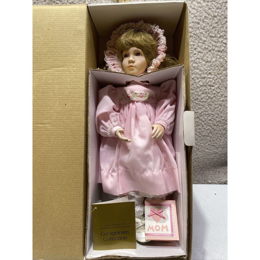 Vintage 90s Linda Mason Porcelain Bisque Little Sweetheart Doll Near Mint in Box